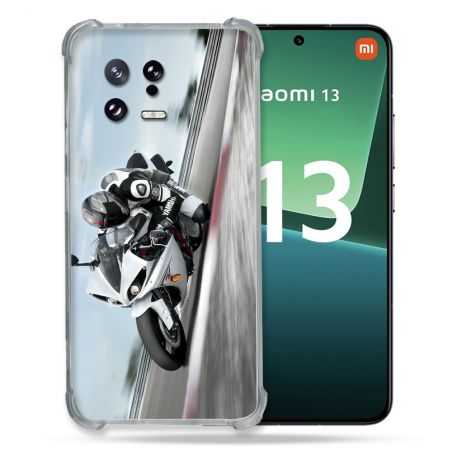 Coque Renforcée pour Xiaomi Mi 13 Moto Course GP Blanche