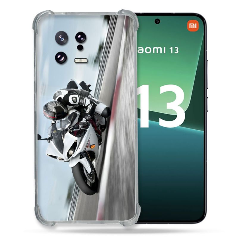 Coque Renforcée pour Xiaomi Mi 13 Moto Course GP Blanche