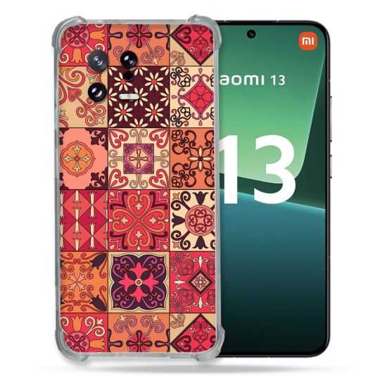 Coque Renforcée pour Xiaomi Mi 13 Texture Carreau Ciment Rouge