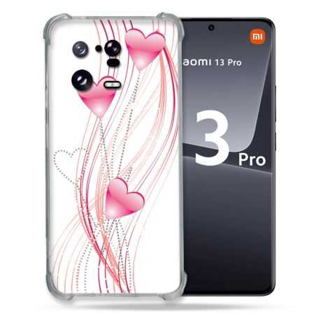 Coque Renforcée pour Xiaomi Mi 13 PRO Amour Coeur Rose Montant sur Blanc