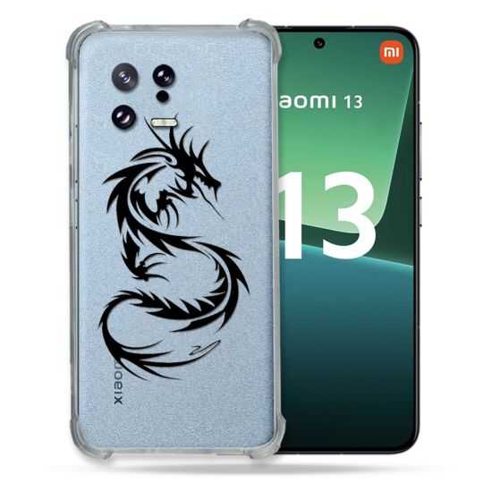 Coque Renforcée Transparente pour Xiaomi Mi 13 Dragon Noir