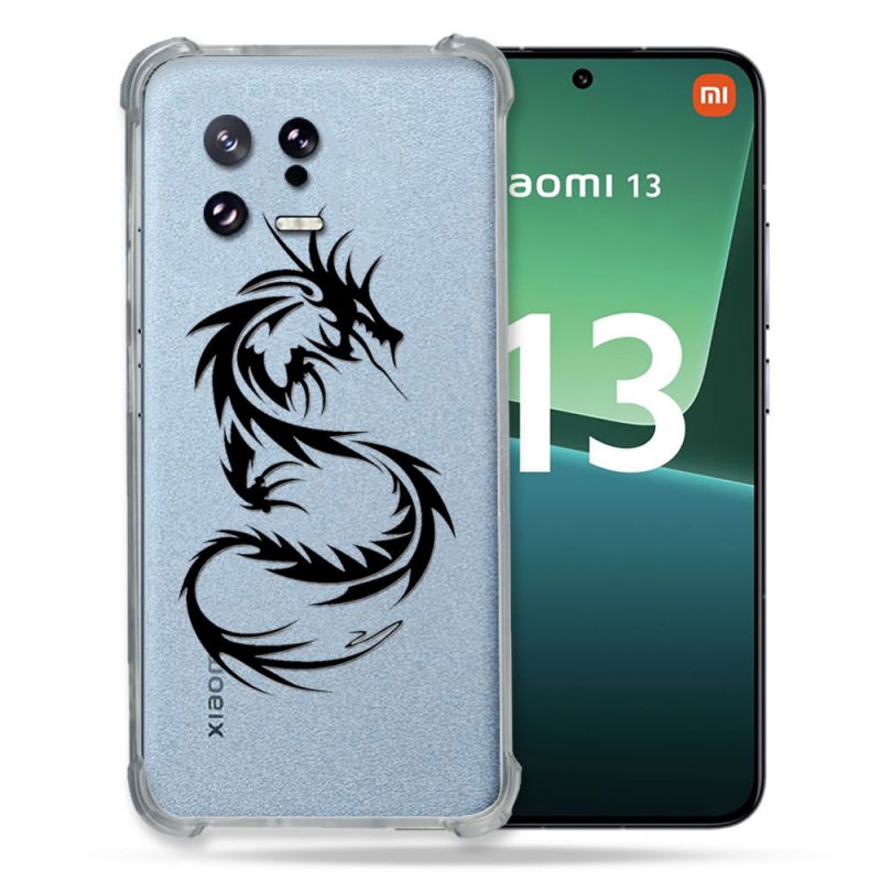 Coque Renforcée Transparente pour Xiaomi Mi 13 Dragon Noir