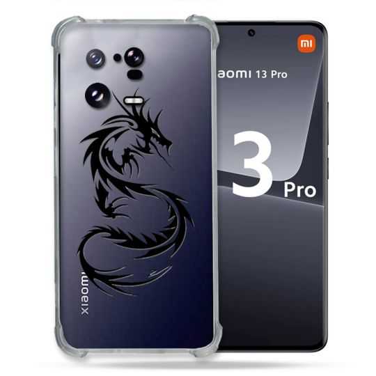 Coque Renforcée Transparente pour Xiaomi Mi 13 PRO Dragon Noir