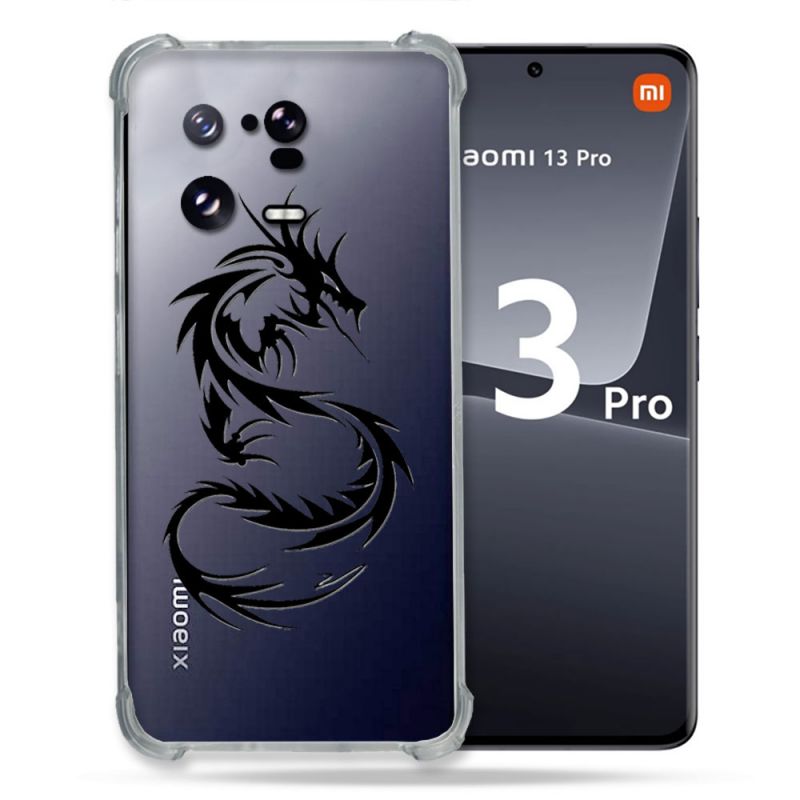 Coque Renforcée Transparente pour Xiaomi Mi 13 PRO Dragon Noir