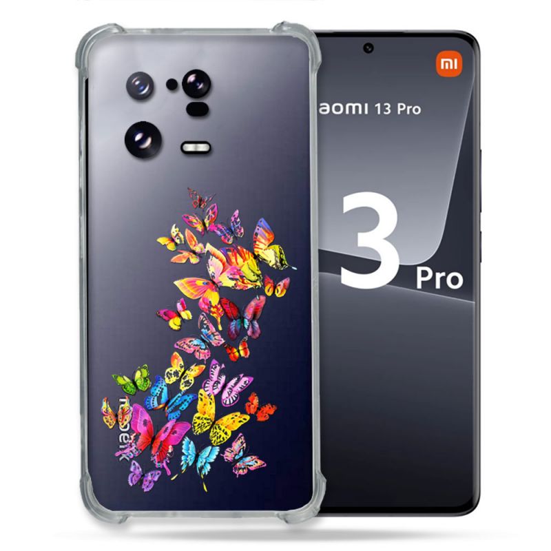 Coque Renforcée Transparente pour Xiaomi Mi 13 PRO Papillon Multicolore