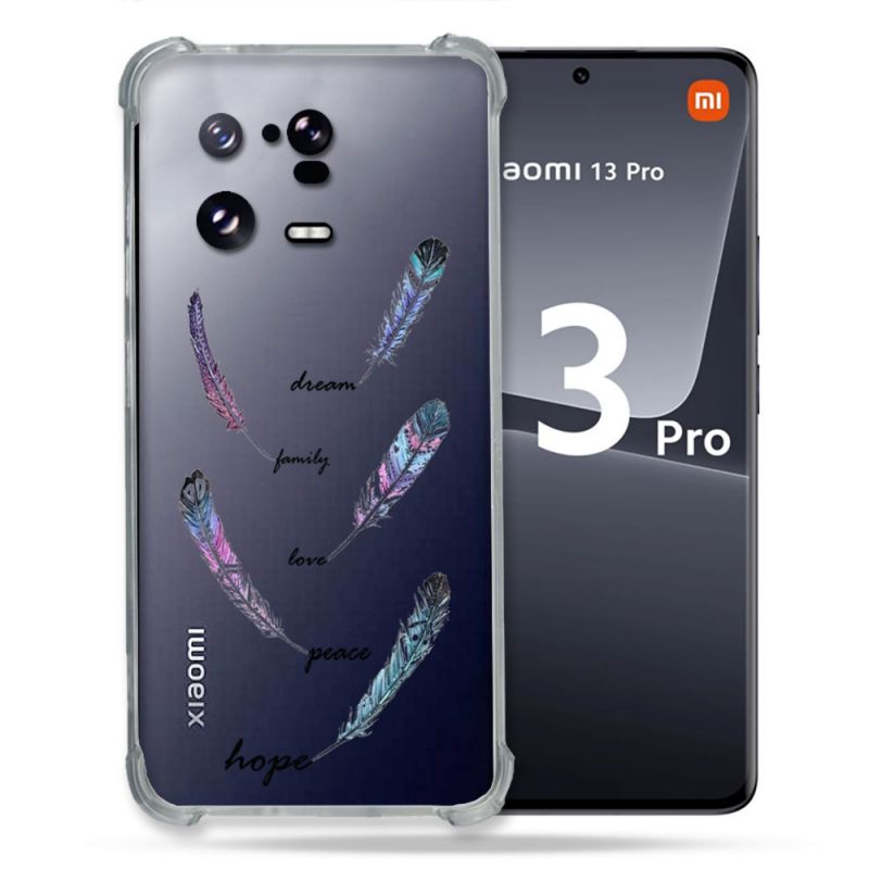Coque Renforcée Transparente pour Xiaomi Mi 13 PRO Plume Couleur