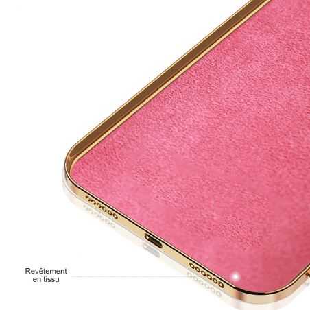 Coque Silicone Luxe Contour Doré Pour Samsung Galaxy A14 4G / 5G Avec Anneau Rose