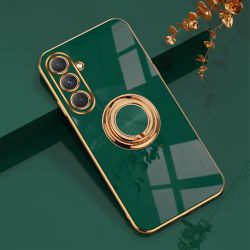 Coque Silicone Luxe Contour Doré Pour Samsung Galaxy A14 4G / 5G Avec Anneau Vert