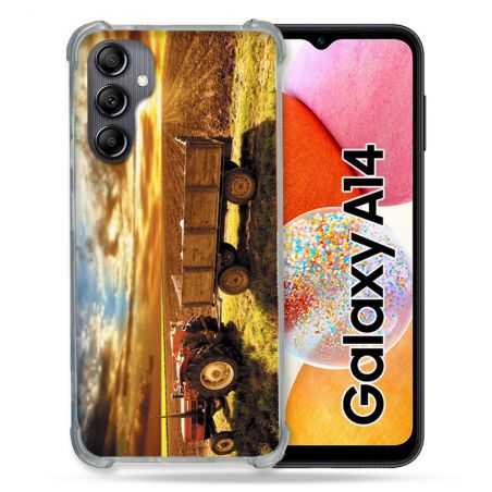 Coque Renforcée En Verre Trempé Pour Samsung Galaxy A14 4G / 5G Agriculture Tracteur Color
