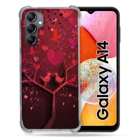 Coque Renforcée En Verre Trempé Pour Samsung Galaxy A14 4G / 5G Amour Arbre