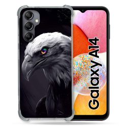 Coque Renforcée En Verre Trempé Pour Samsung Galaxy A14 4G / 5G Animal Aigle Royal Noir