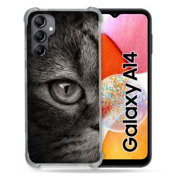 Coque Renforcée En Verre Trempé Pour Samsung Galaxy A14 4G / 5G Animal Chat Gris
