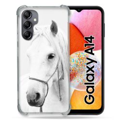 Coque Renforcée En Verre Trempé Pour Samsung Galaxy A14 4G / 5G Animal Cheval Cristal