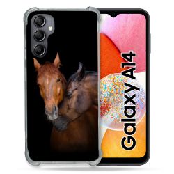 Coque Renforcée En Verre Trempé Pour Samsung Galaxy A14 4G / 5G Animal Cheval Marron