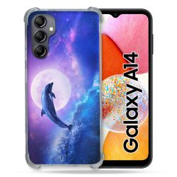 Coque Renforcée En Verre Trempé Pour Samsung Galaxy A14 4G / 5G Animal Dauphin Vague