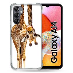 Coque Renforcée En Verre Trempé Pour Samsung Galaxy A14 4G / 5G Animal Girafe Blanche