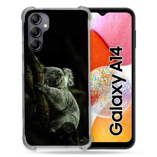 Coque Renforcée En Verre Trempé Pour Samsung Galaxy A14 4G / 5G Animal Koala Noir
