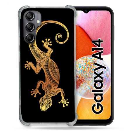 Coque Renforcée En Verre Trempé Pour Samsung Galaxy A14 4G / 5G Animal Lezard Noir
