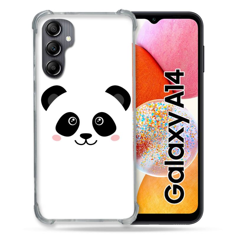 Coque Renforcée En Verre Trempé Pour Samsung Galaxy A14 4G / 5G Animal Panda Blanc