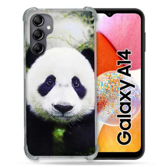 Coque Renforcée En Verre Trempé Pour Samsung Galaxy A14 4G / 5G Animal Panda Color