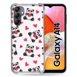 Coque Renforcée En Verre Trempé Pour Samsung Galaxy A14 4G / 5G Animal Panda Cœur