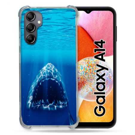 Coque Renforcée En Verre Trempé Pour Samsung Galaxy A14 4G / 5G Animal Requin Dent