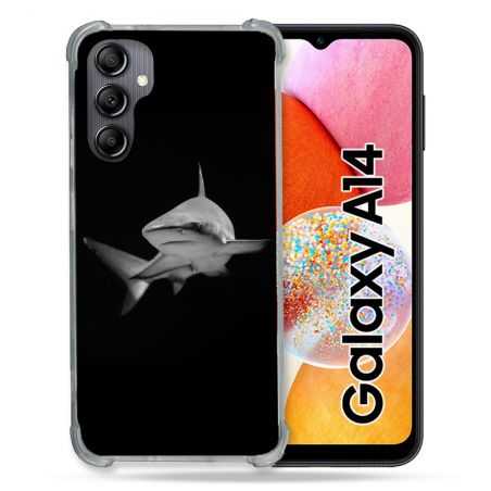 Coque Renforcée En Verre Trempé Pour Samsung Galaxy A14 4G / 5G Animal Requin Sombre