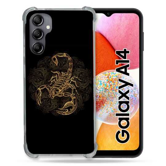 Coque Renforcée En Verre Trempé Pour Samsung Galaxy A14 4G / 5G Animal Scorpion Fresque