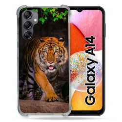 Coque Renforcée En Verre Trempé Pour Samsung Galaxy A14 4G / 5G Animal Tigre Jungle