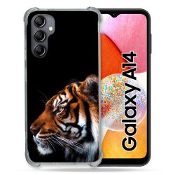 Coque Renforcée En Verre Trempé Pour Samsung Galaxy A14 4G / 5G Animal Tigre Noir