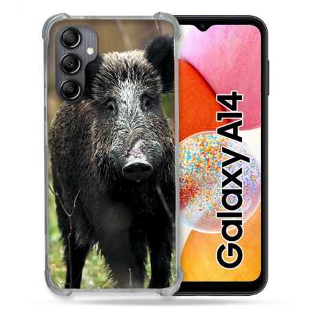 Coque Renforcée En Verre Trempé Pour Samsung Galaxy A14 4G / 5G Chasse Sanglier bois