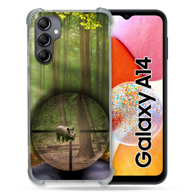 Coque Renforcée En Verre Trempé Pour Samsung Galaxy A14 4G / 5G Chasse Sanglier Viseur