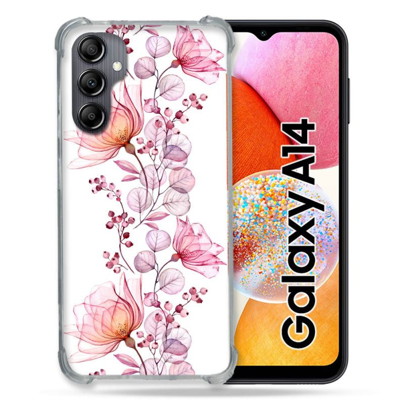 Coque Renforcée En Verre Trempé Pour Samsung Galaxy A14 4G / 5G Fleur Eclosion