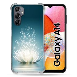 Coque Renforcée En Verre Trempé Pour Samsung Galaxy A14 4G / 5G Fleur Lotus Blanc