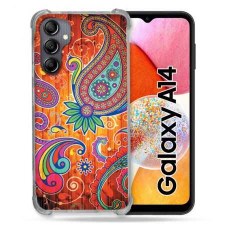 Coque Renforcée En Verre Trempé Pour Samsung Galaxy A14 4G / 5G Fleur Psychedelic