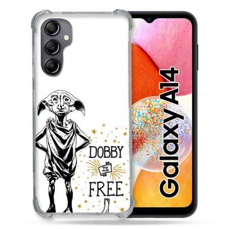 Coque Renforcée En Verre Trempé Pour Samsung Galaxy A14 4G / 5G Harry Potter Dobby Free Blanc
