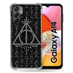 Coque Renforcée En Verre Trempé Pour Samsung Galaxy A14 4G / 5G Harry Potter Hollows Triangle Noir
