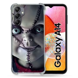 Coque Renforcée En Verre Trempé Pour Samsung Galaxy A14 4G / 5G Horreur Chucky Cicatrice