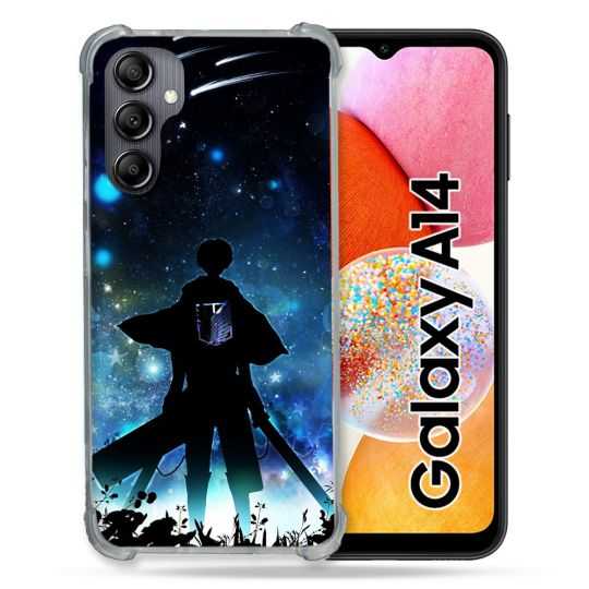 Coque Renforcée En Verre Trempé Pour Samsung Galaxy A14 4G / 5G Manga Attaque Titans Levi