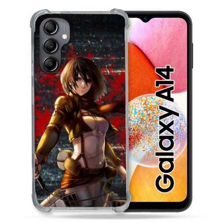 Coque Renforcée En Verre Trempé Pour Samsung Galaxy A14 4G / 5G Manga Attaque Titans Mikasa