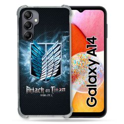 Coque Renforcée En Verre Trempé Pour Samsung Galaxy A14 4G / 5G Manga Attaque Titans Noir