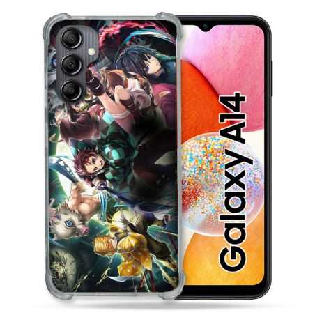 Coque Renforcée En Verre Trempé Pour Samsung Galaxy A14 4G / 5G Manga Demon Slayer Groupe