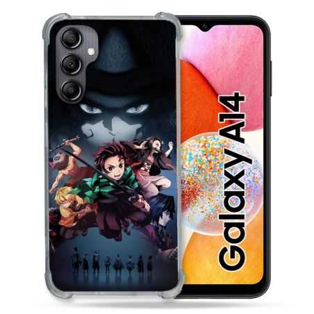 Coque Renforcée En Verre Trempé Pour Samsung Galaxy A14 4G / 5G Manga Demon Slayer Noir