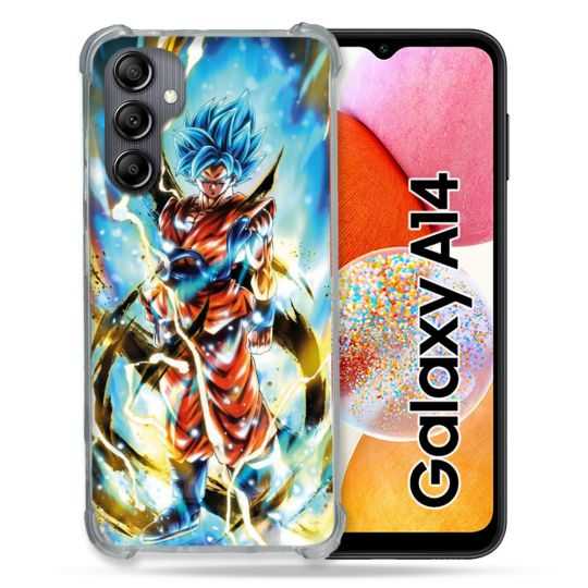 Coque Renforcée En Verre Trempé Pour Samsung Galaxy A14 4G / 5G Manga Dragon Ball Sangoku Blanc