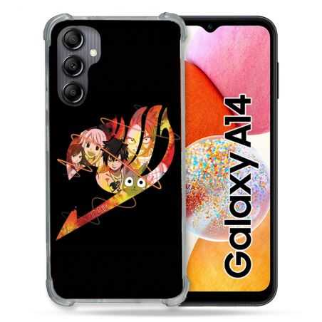 Coque Renforcée En Verre Trempé Pour Samsung Galaxy A14 4G / 5G Manga Fairy Tail Logo Noir