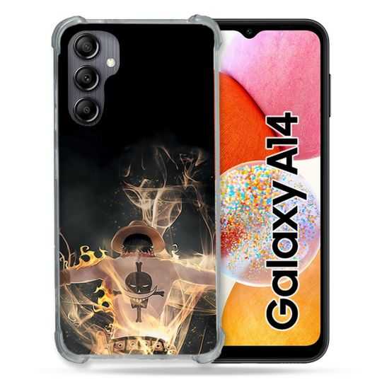 Coque Renforcée En Verre Trempé Pour Samsung Galaxy A14 4G / 5G Manga One Piece Ace Noir