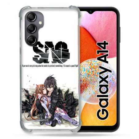 Coque Renforcée En Verre Trempé Pour Samsung Galaxy A14 4G / 5G Manga SAO sword Art Online Blanc