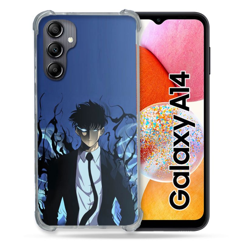 Coque Renforcée En Verre Trempé Pour Samsung Galaxy A14 4G / 5G Manga Solo Leveling Sung Bleu