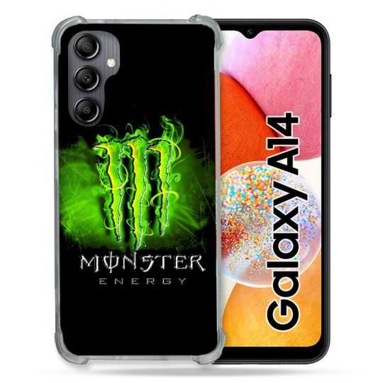Coque Renforcée En Verre Trempé Pour Samsung Galaxy A14 4G / 5G Monster Energy Vert