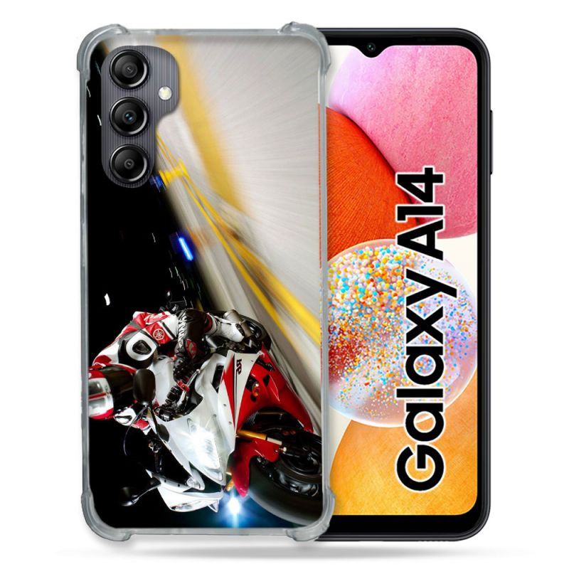 Coque Renforcée En Verre Trempé Pour Samsung Galaxy A14 4G / 5G Moto Course GP R6
